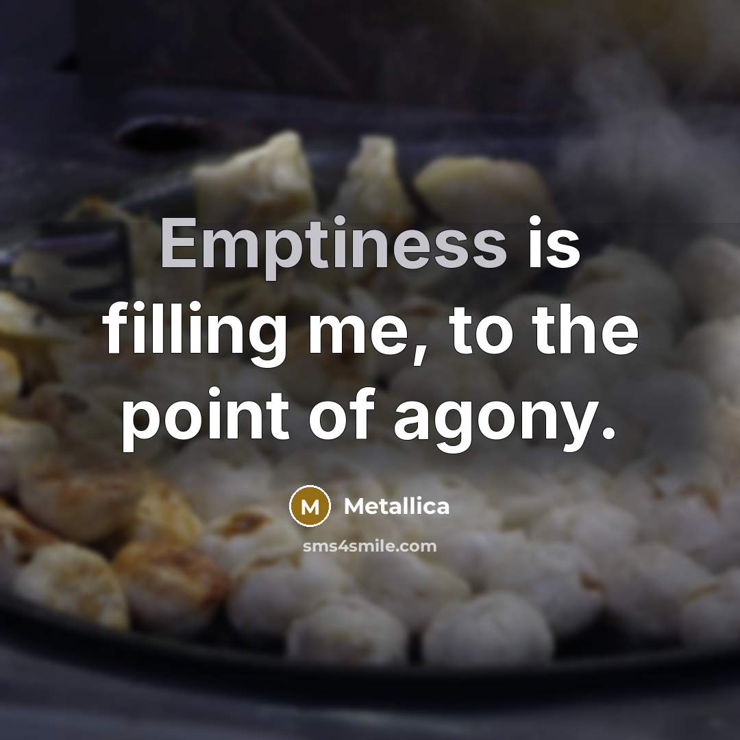 “Emptiness is filling me, to the point of agony.…” quote by Metallica