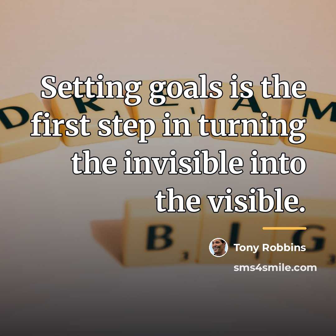 “Setting goals is the first step in turning the invisible…” quote by Tony Robbins