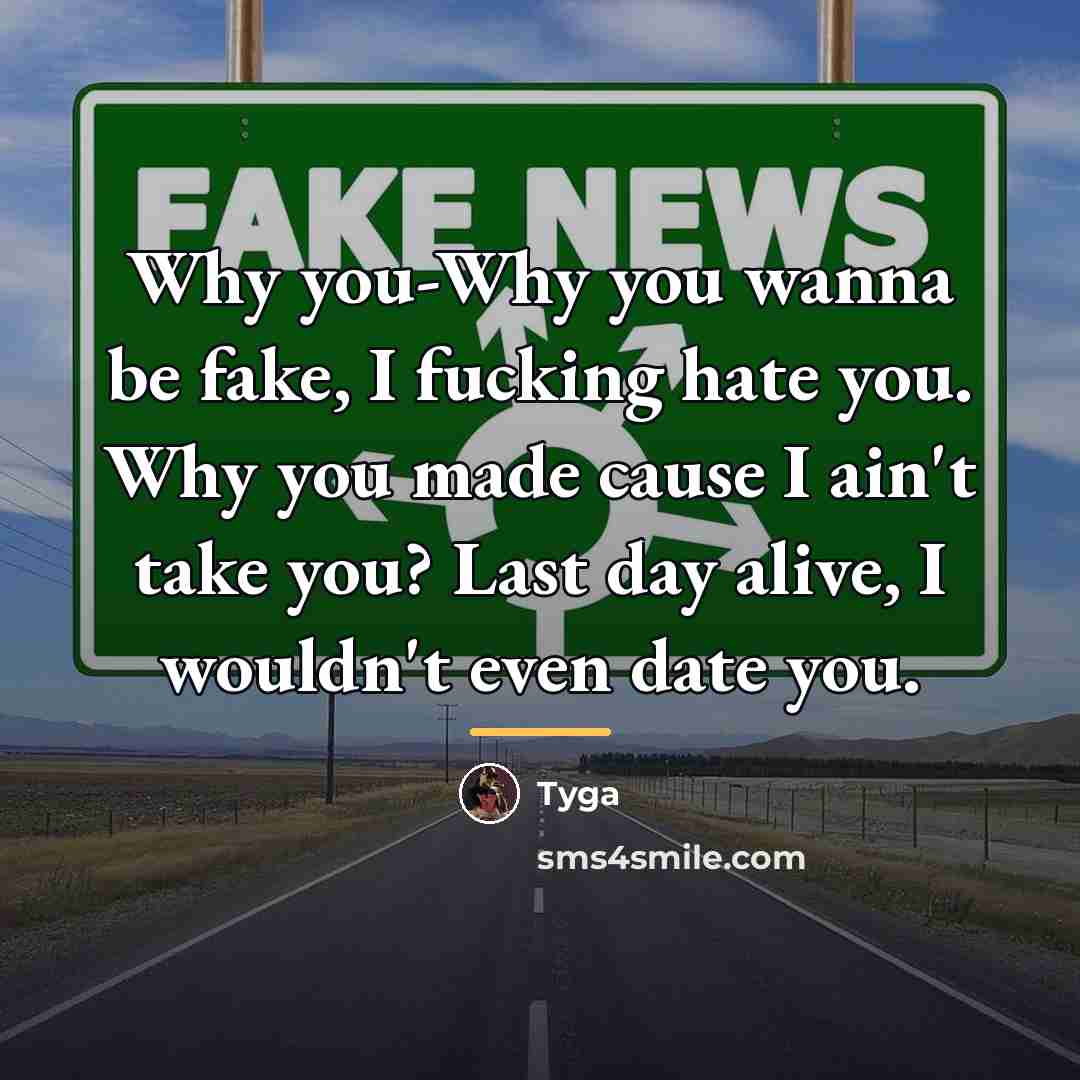 “Why you-Why you wanna be fake, I fucking hate you.…” quote by Tyga