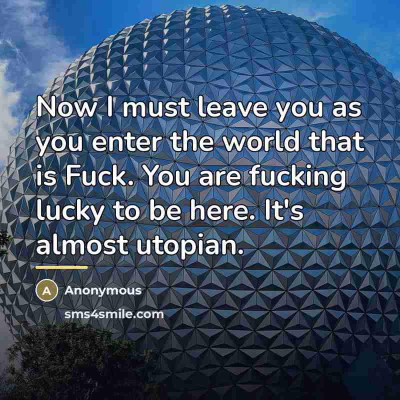 “Now I must leave you as you enter the world…” quote by Anonymous