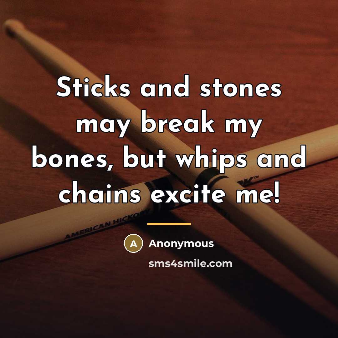 “Sticks and stones may break my bones, but whips and…” quote by Anonymous