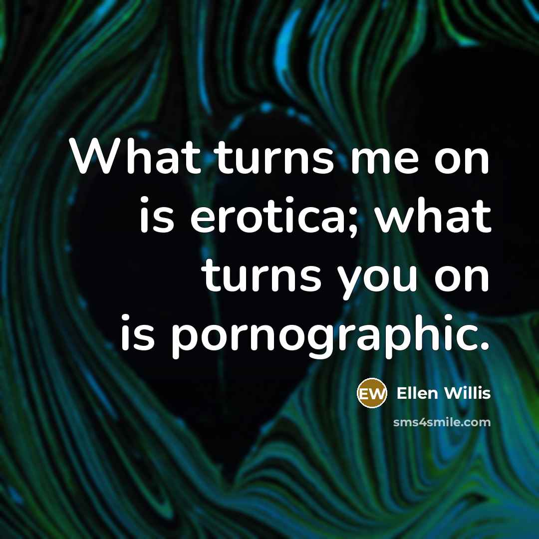 “What turns me on is erotica; what turns you on…” quote by Ellen Willis