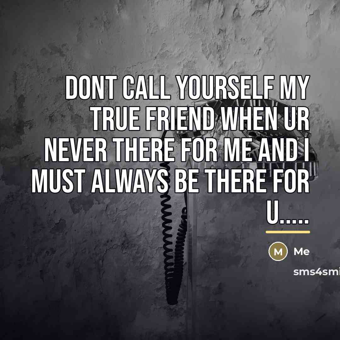 “Dont call yourself my true friend when ur never there…” quote by Me
