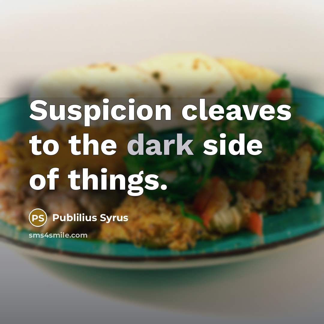 “Suspicion cleaves to the dark side of things.…” quote by Publilius Syrus