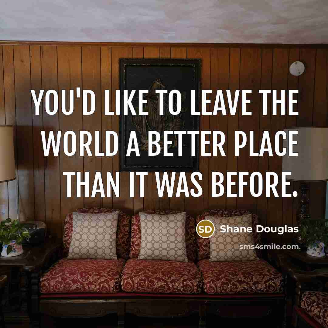 “You'd like to leave the world a better place than…” quote by Shane Douglas
