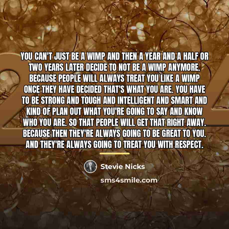 “You can't just be a wimp and then a year…” quote by Stevie Nicks