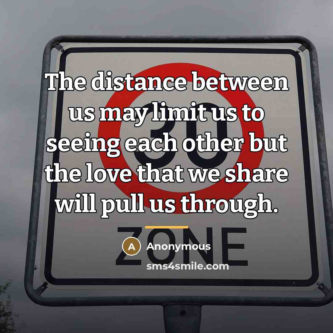 “The distance between us may limit us to seeing each…” quote by Anonymous