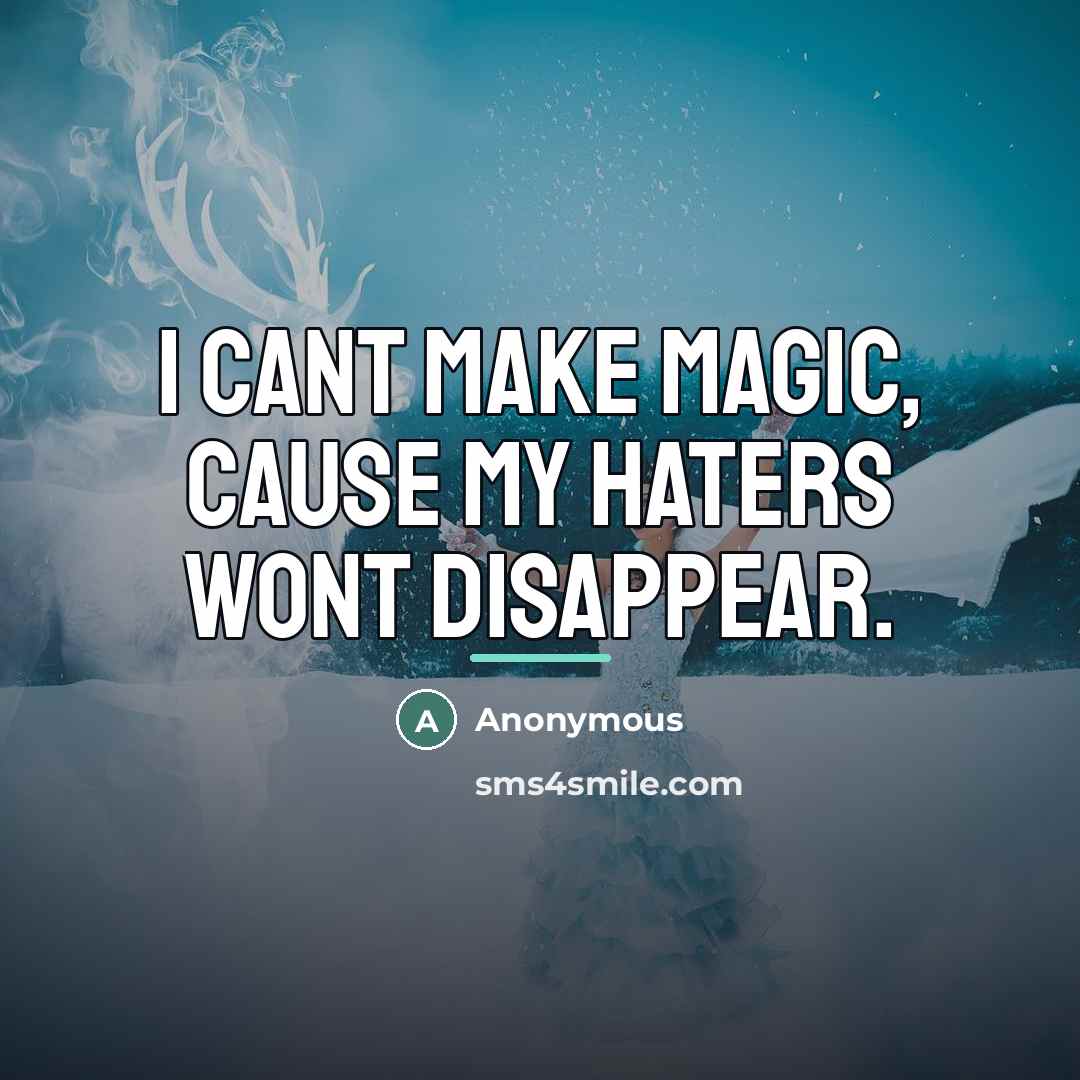 “I cant make magic, cause my haters wont disappear.…” quote by Anonymous