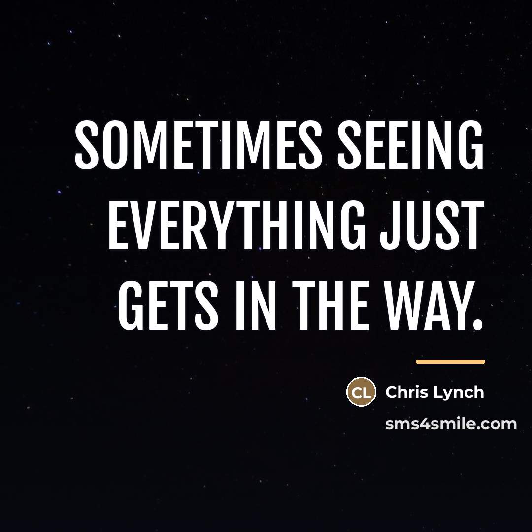 “Sometimes seeing everything just gets in the way.…” quote by Chris Lynch
