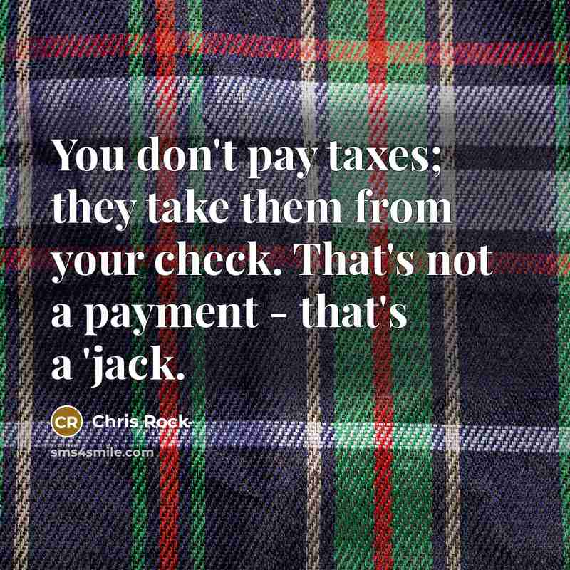 “You don't pay taxes; they take them from your check.…” quote by Chris Rock