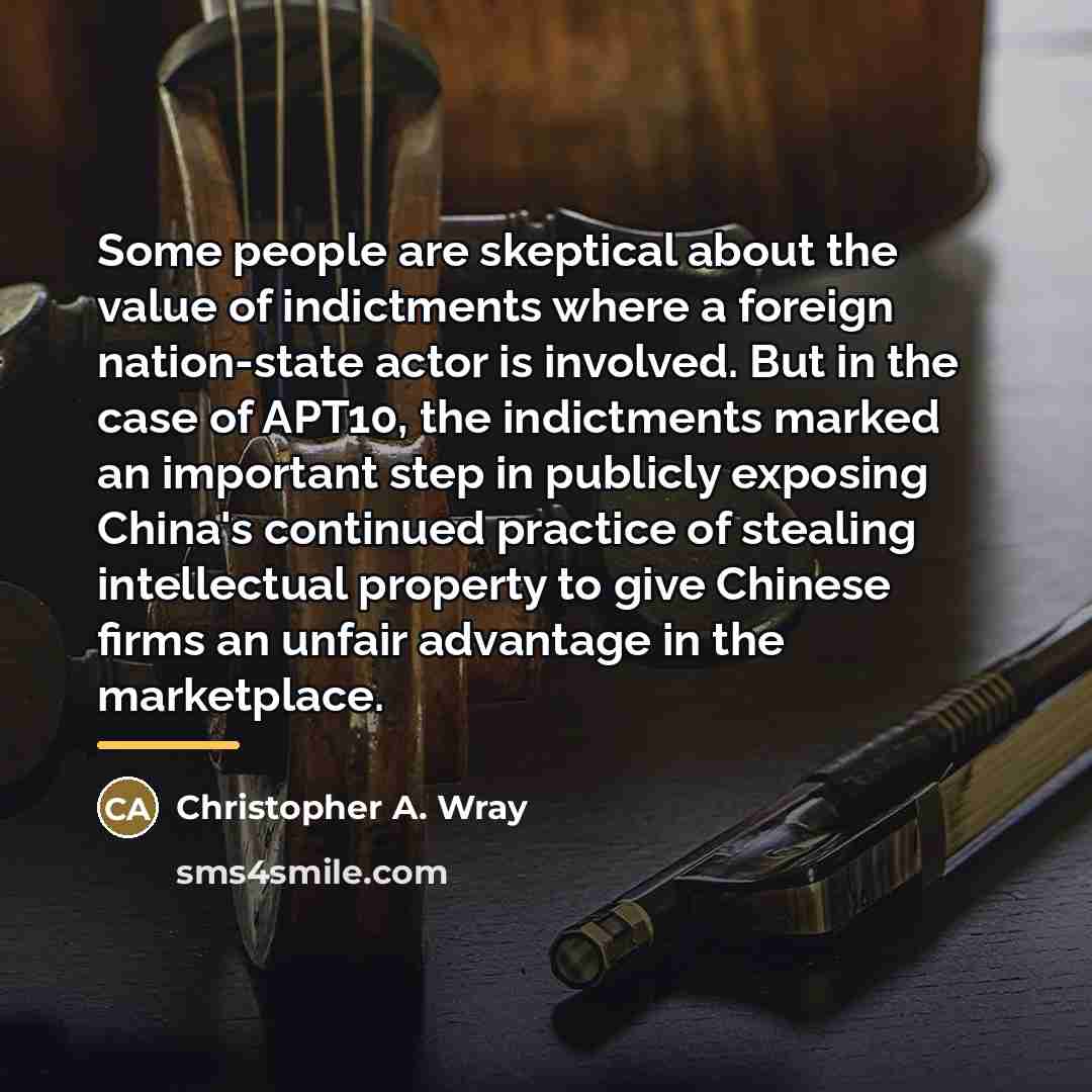 “Some people are skeptical about the value of indictments where…” quote by Christopher A. Wray