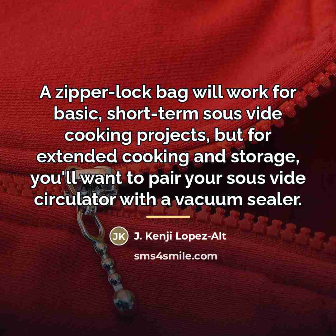 “A zipper-lock bag will work for basic, short-term sous vide…” quote by J. Kenji Lopez-Alt
