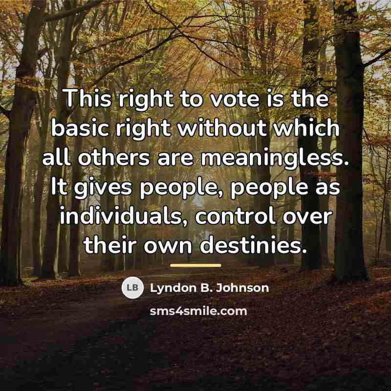 “This right to vote is the basic right without which…” quote by Lyndon B. Johnson