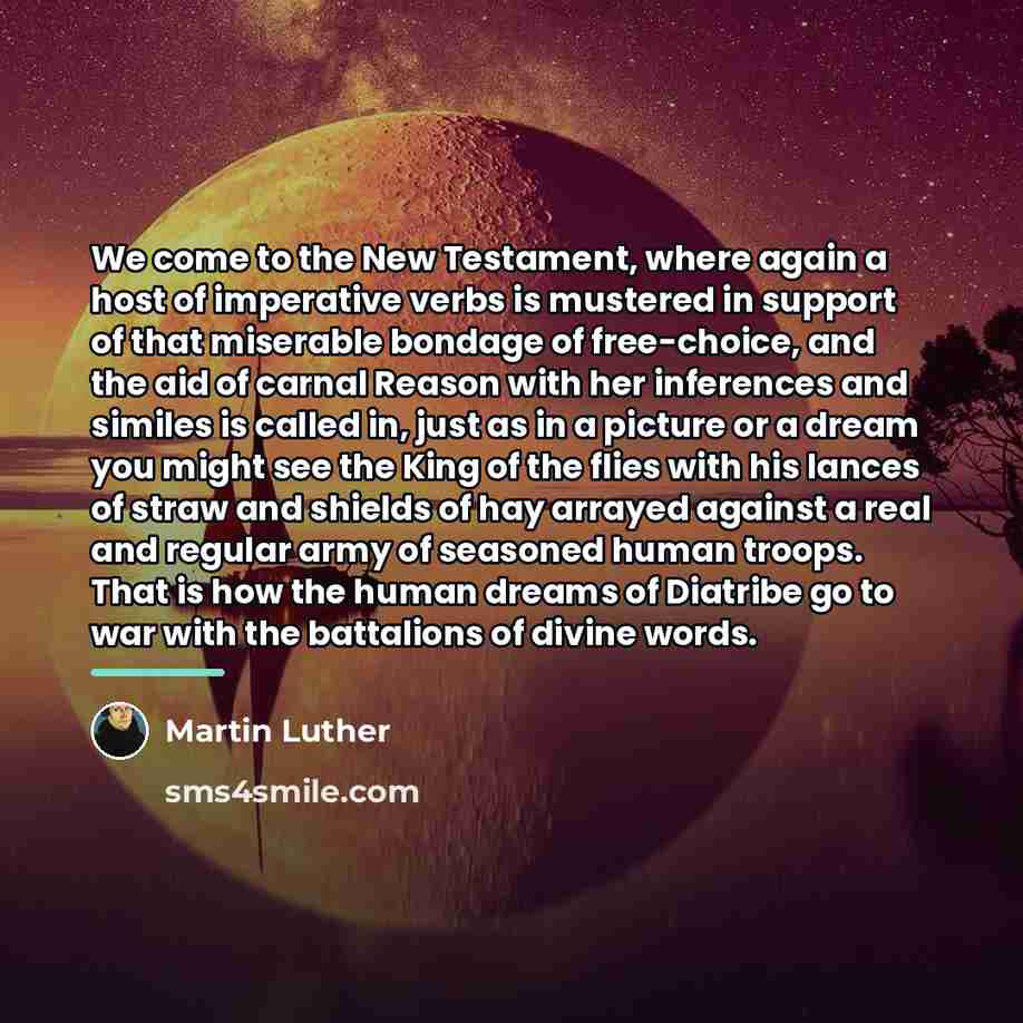 “We come to the New Testament, where again a host…” quote by Martin Luther