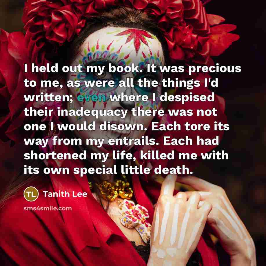 “I held out my book. It was precious to me,…” quote by Tanith Lee