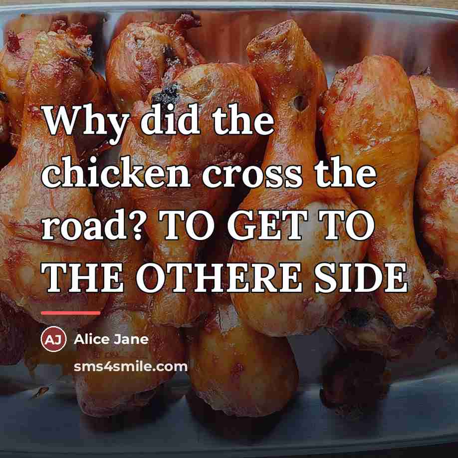 “Why did the chicken cross the road? TO GET TO…” quote by Alice Jane