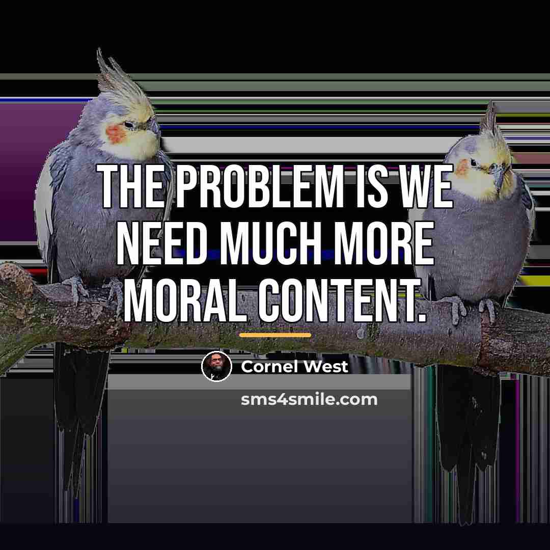 “The problem is we need much more moral content.…” quote by Cornel West