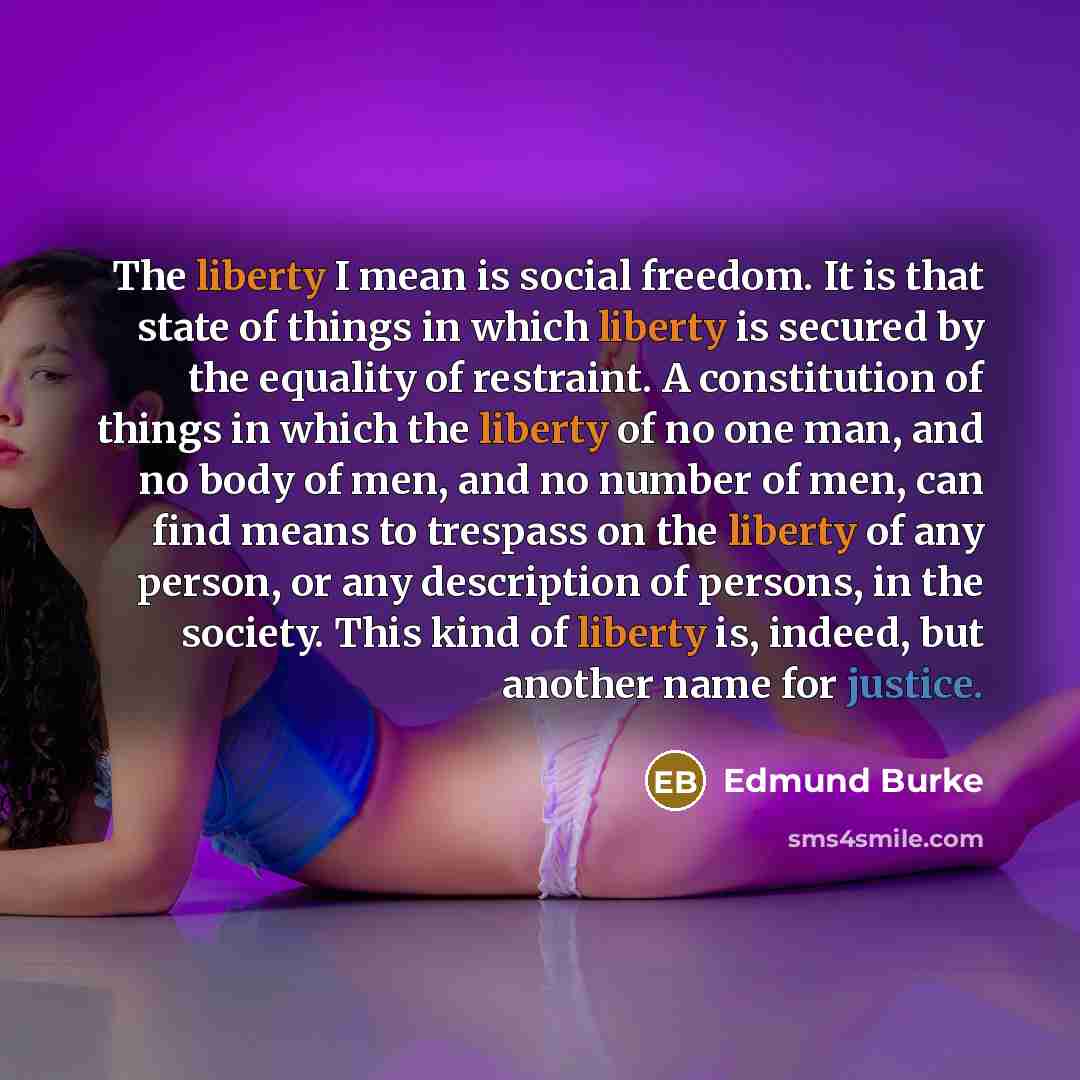 “The liberty I mean is social freedom. It is that…” quote by Edmund Burke