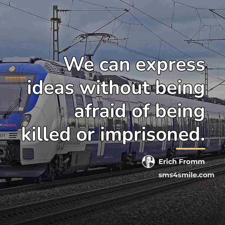 “We can express ideas without being afraid of being killed…” quote by Erich Fromm