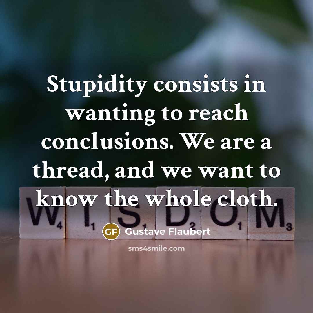 “Stupidity consists in wanting to reach conclusions. We are a…” quote by Gustave Flaubert