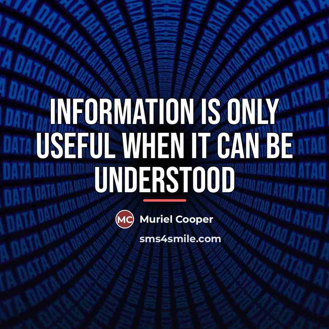 “Information is only useful when it can be understood…” quote by Muriel Cooper