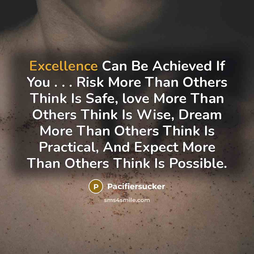 “Excellence Can Be Achieved If You . . . Risk…” quote by Pacifiersucker