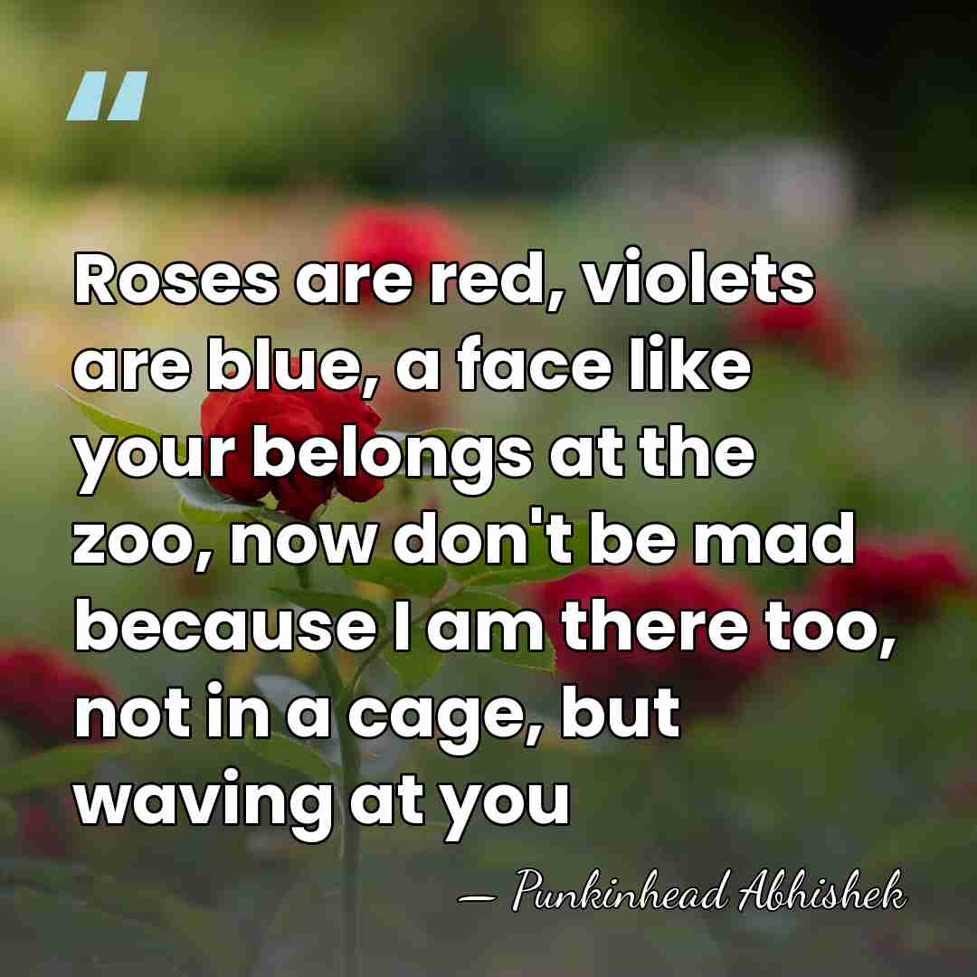 Roses are red, violets are blue, a face like your belongs at&hellip; - Punkinhead Abhishek