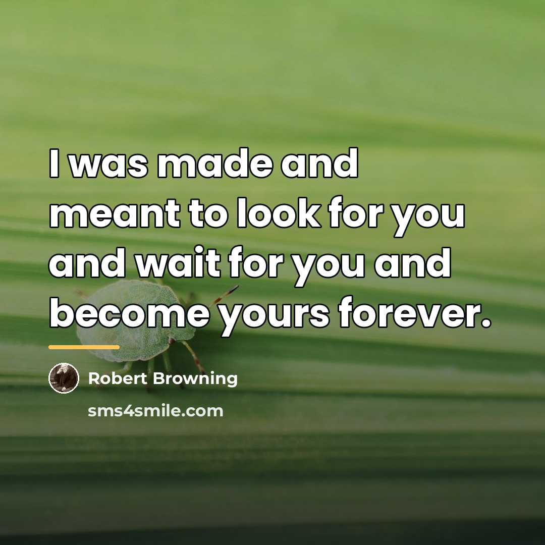 “I was made and meant to look for you and…” quote by Robert Browning