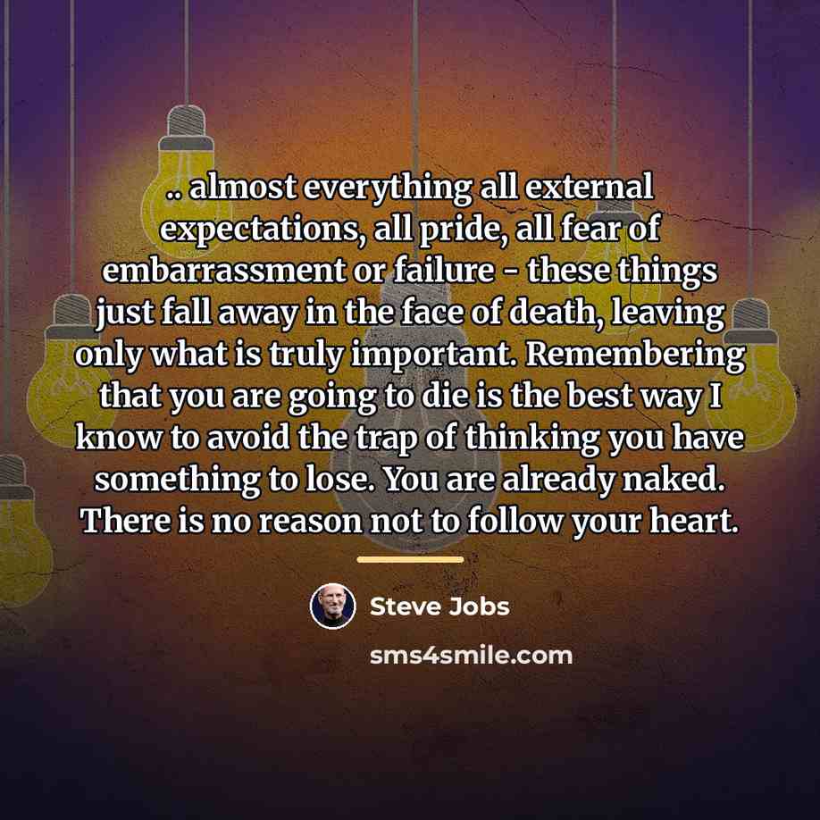 “.. almost everything all external expectations, all pride, all fear…” quote by Steve Jobs
