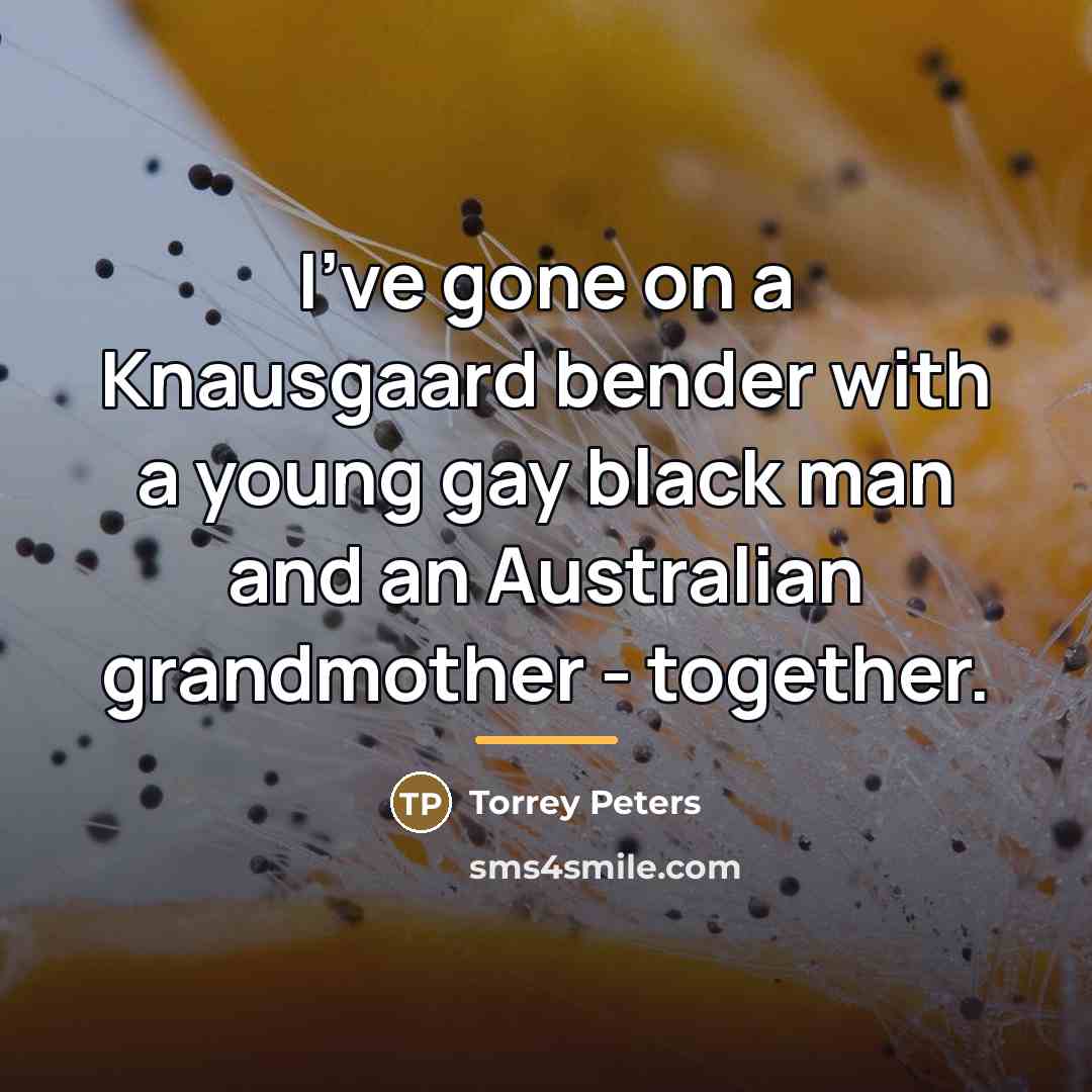 “I've gone on a Knausgaard bender with a young gay…” quote by Torrey Peters