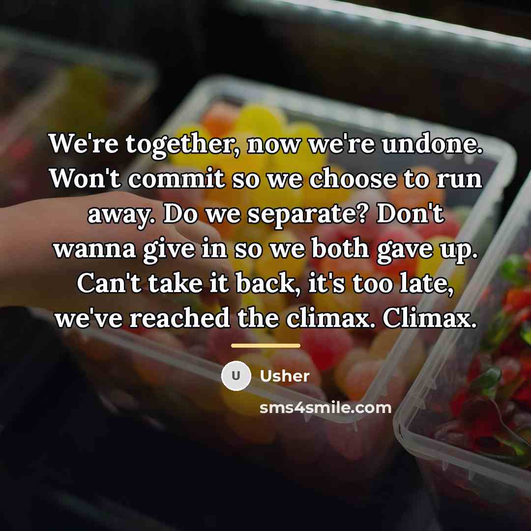 “We're together, now we're undone. Won't commit so we choose…” quote by Usher