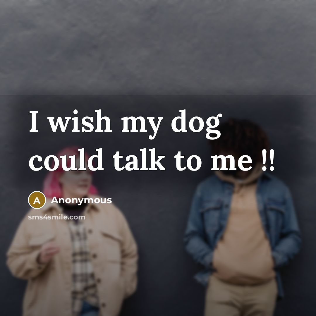 “I wish my dog could talk to me !!…” quote by Anonymous