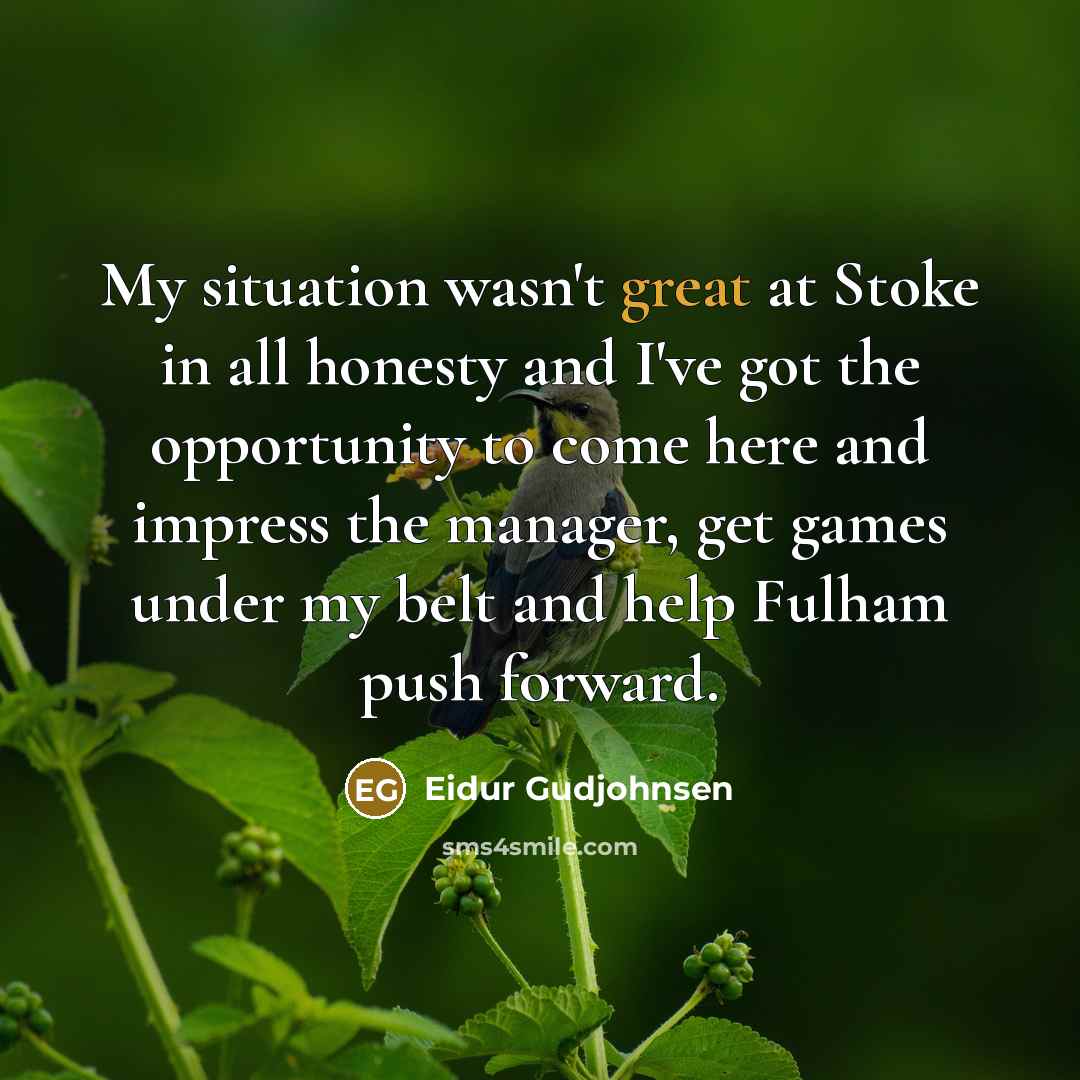 “My situation wasn't great at Stoke in all honesty and…” quote by Eidur Gudjohnsen