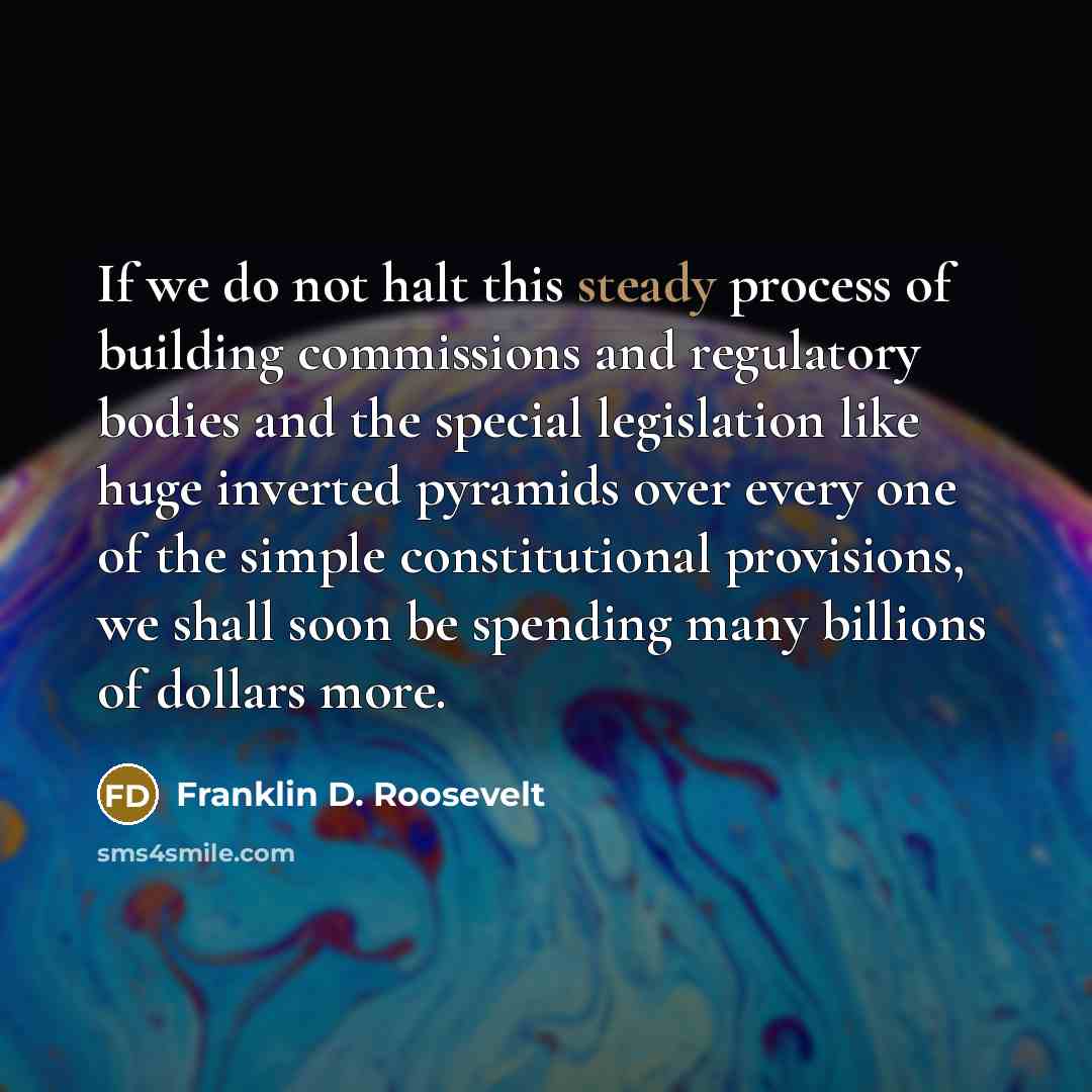 “If we do not halt this steady process of building…” quote by Franklin D. Roosevelt