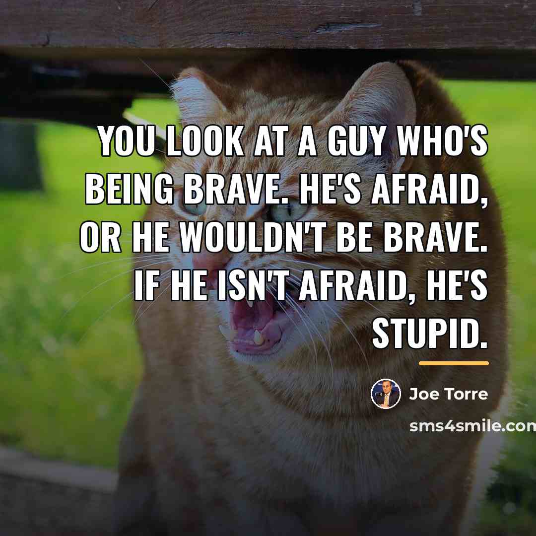 “You look at a guy who's being brave. He's afraid,…” quote by Joe Torre