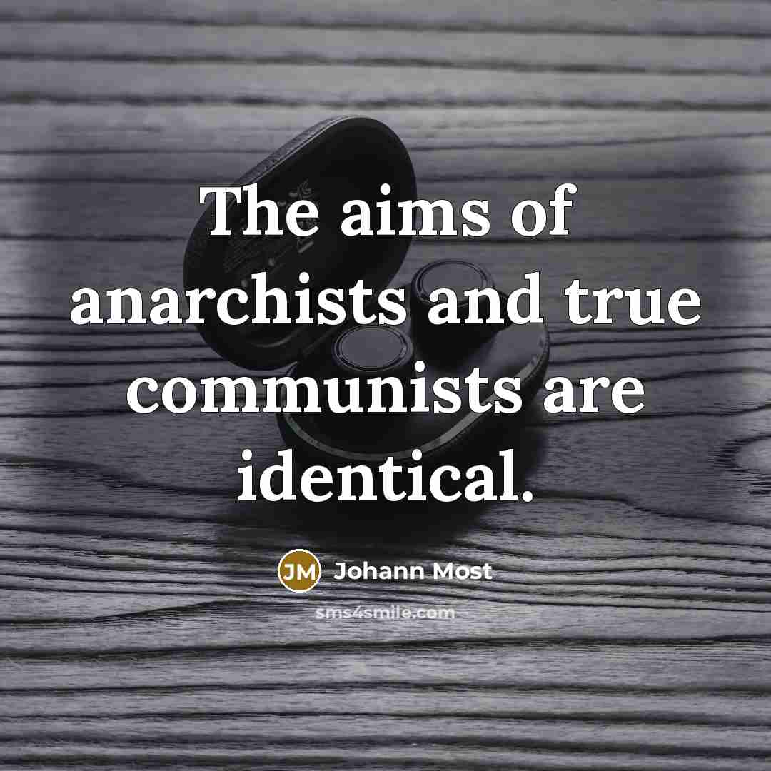 “The aims of anarchists and true communists are identical.…” quote by Johann Most