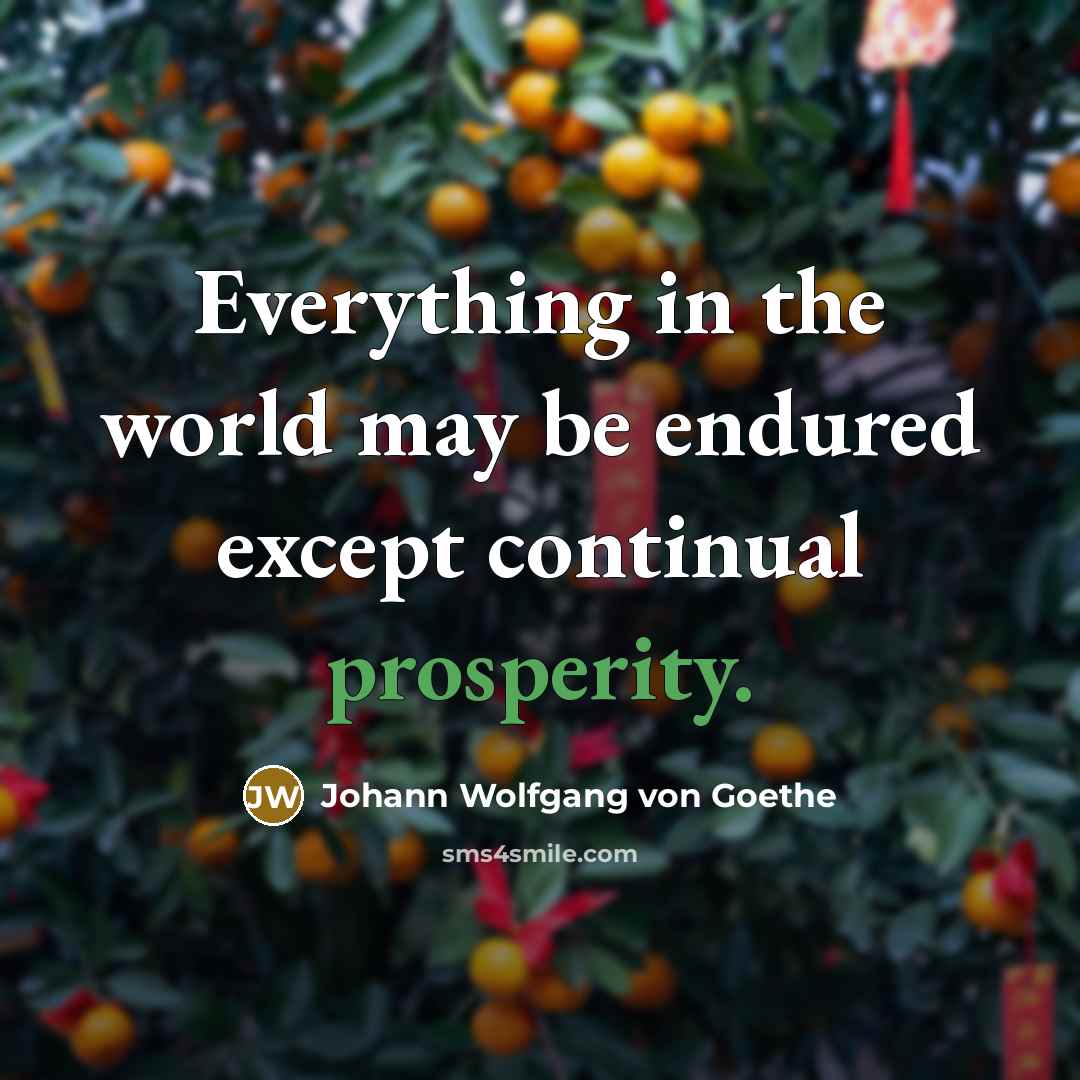 “Everything in the world may be endured except continual prosperity.…” quote by Johann Wolfgang von Goethe