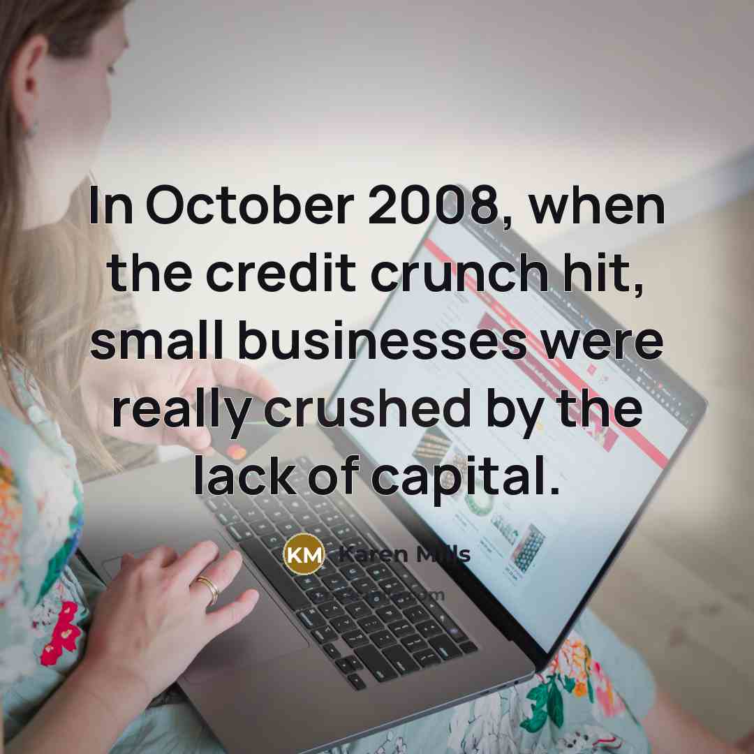 “In October 2008, when the credit crunch hit, small businesses…” quote by Karen Mills