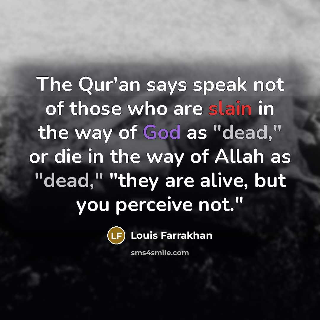 “The Qur'an says speak not of those who are slain…” quote by Louis Farrakhan