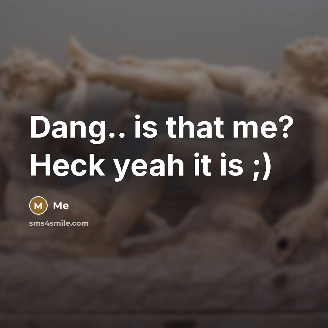 “Dang.. is that me? Heck yeah it is ;)…” quote by Me