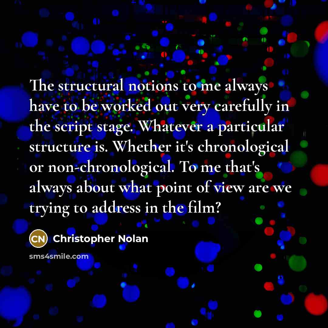 “The structural notions to me always have to be worked…” quote by Christopher Nolan
