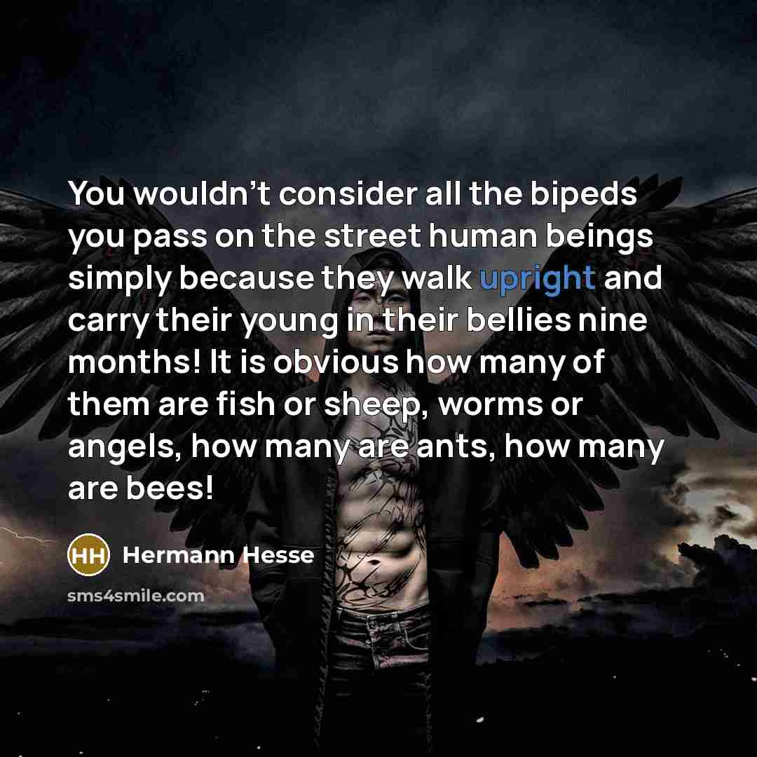 “You wouldn't consider all the bipeds you pass on the…” quote by Hermann Hesse