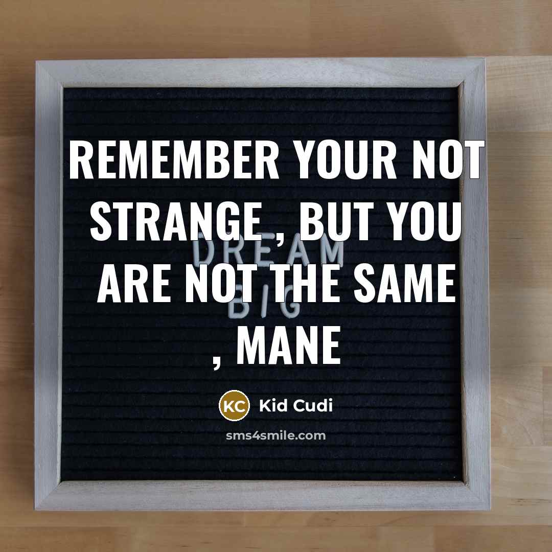 “Remember your not strange , but you are not the…” quote by Kid Cudi