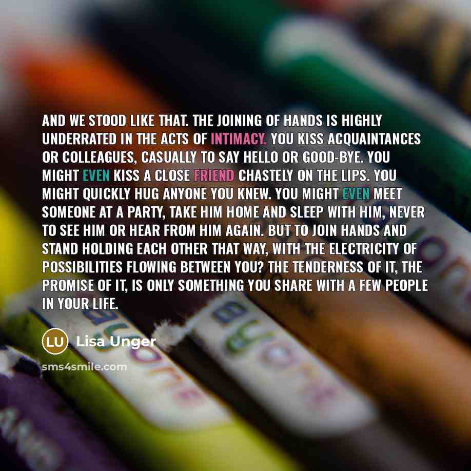 “And we stood like that. The joining of hands is…” quote by Lisa Unger