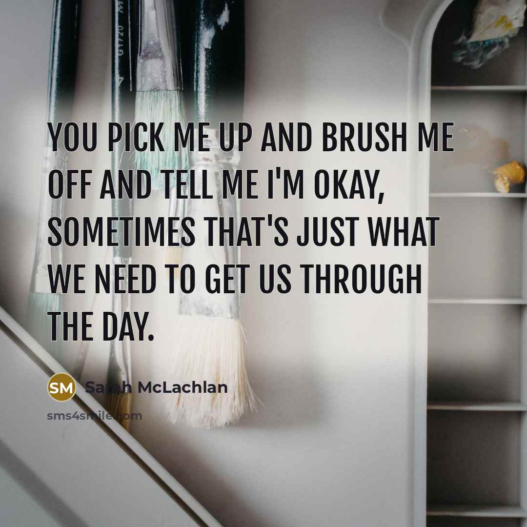 “You pick me up and brush me off and tell…” quote by Sarah McLachlan