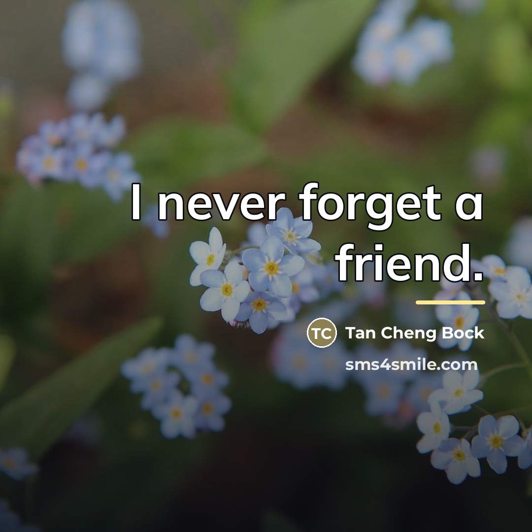 “I never forget a friend.…” quote by Tan Cheng Bock