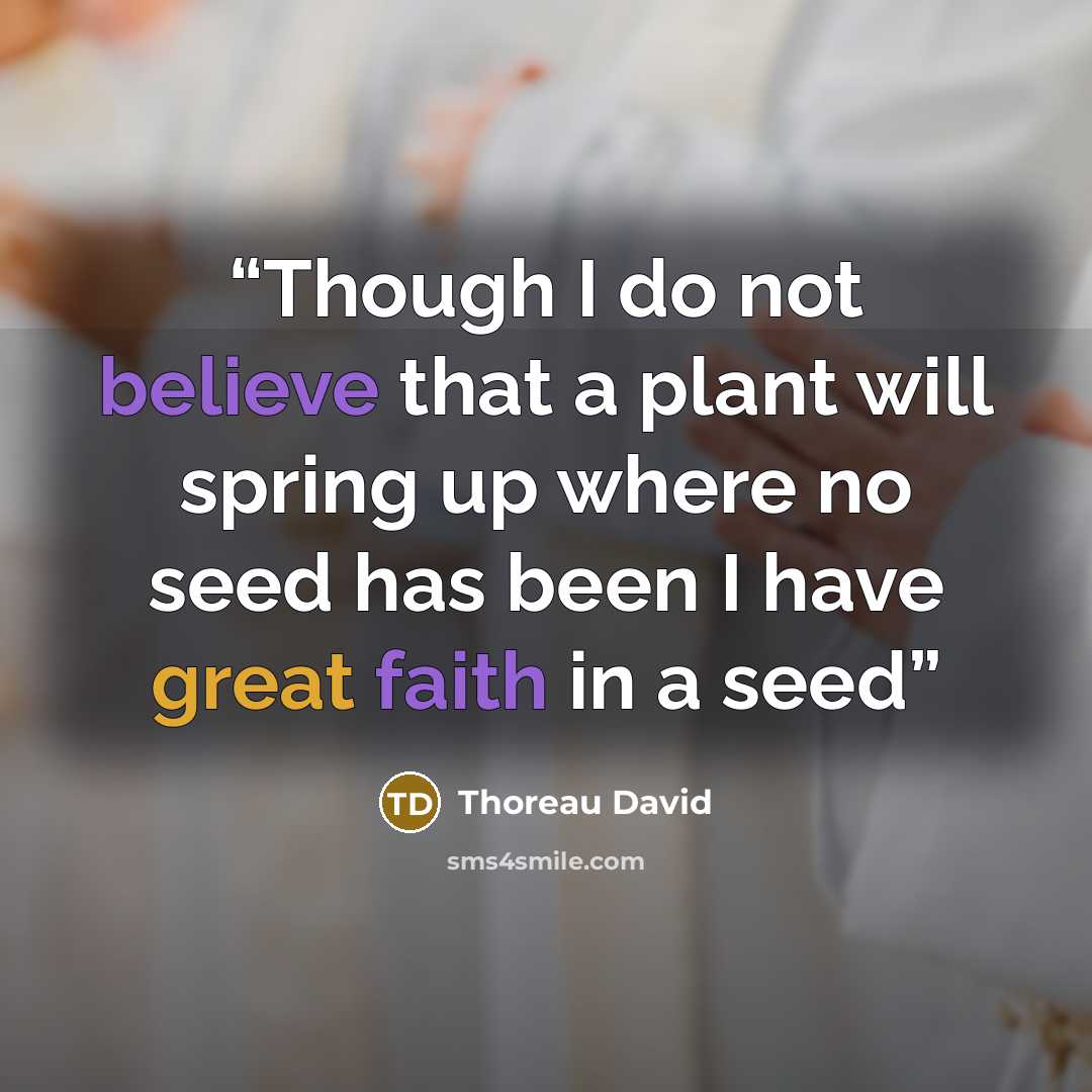 “Though I do not believe that a plant will spring up where no seed has been I have great faith in a seed” quote by Thoreau David