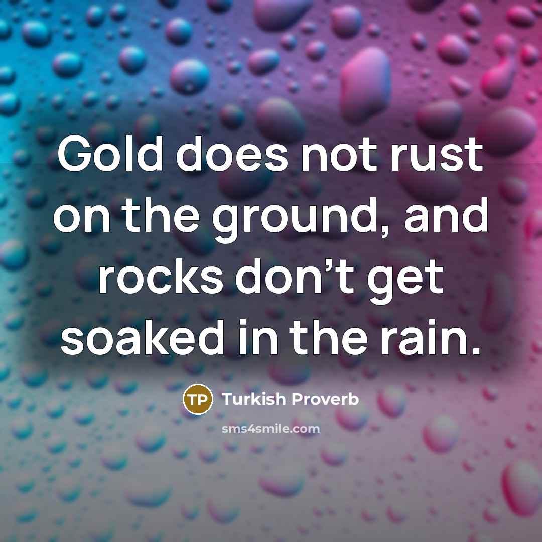 “Gold does not rust on the ground, and rocks don't…” quote by Turkish Proverb