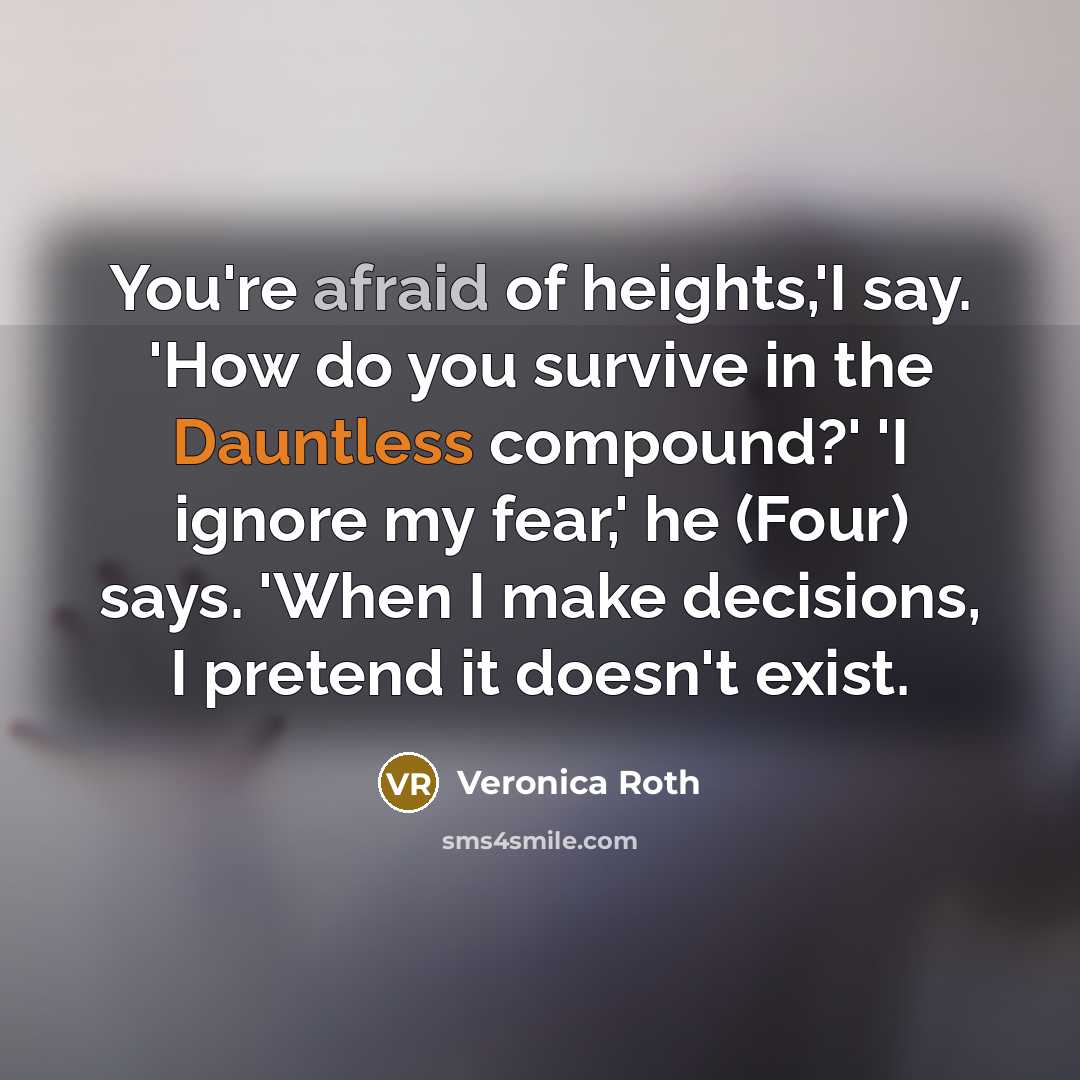 “You're afraid of heights,'I say. 'How do you survive in…” quote by Veronica Roth