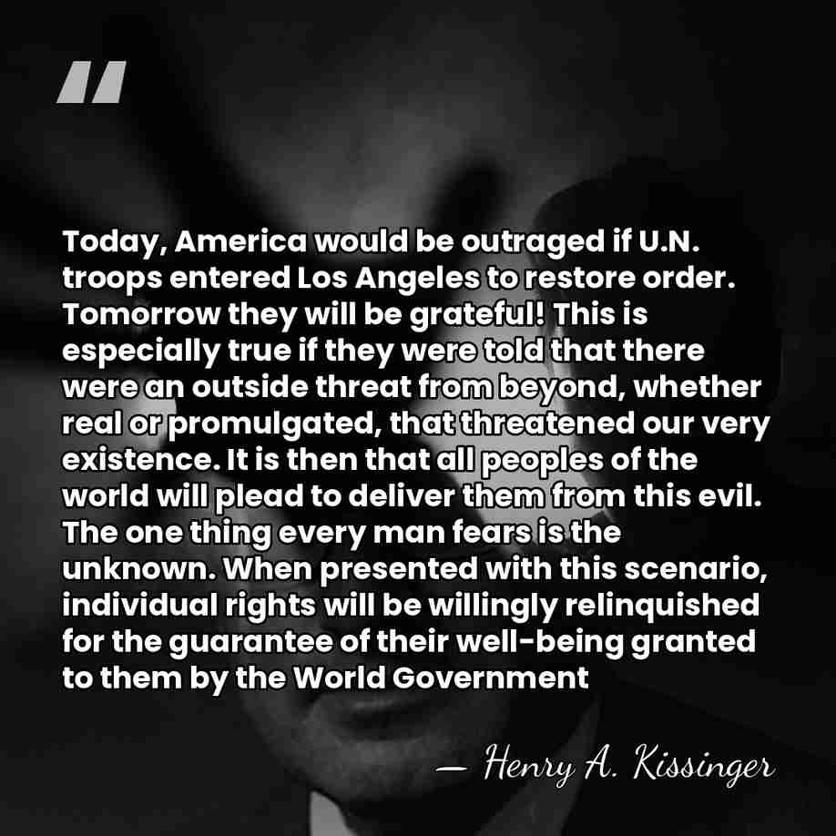 Today, America would be outraged if U.N. troops entered Los Angeles to&hellip; - Henry A. Kissinger